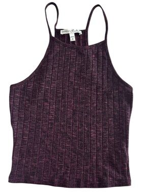 Express Plum Ribbed Tank Top with Spaghetti Straps